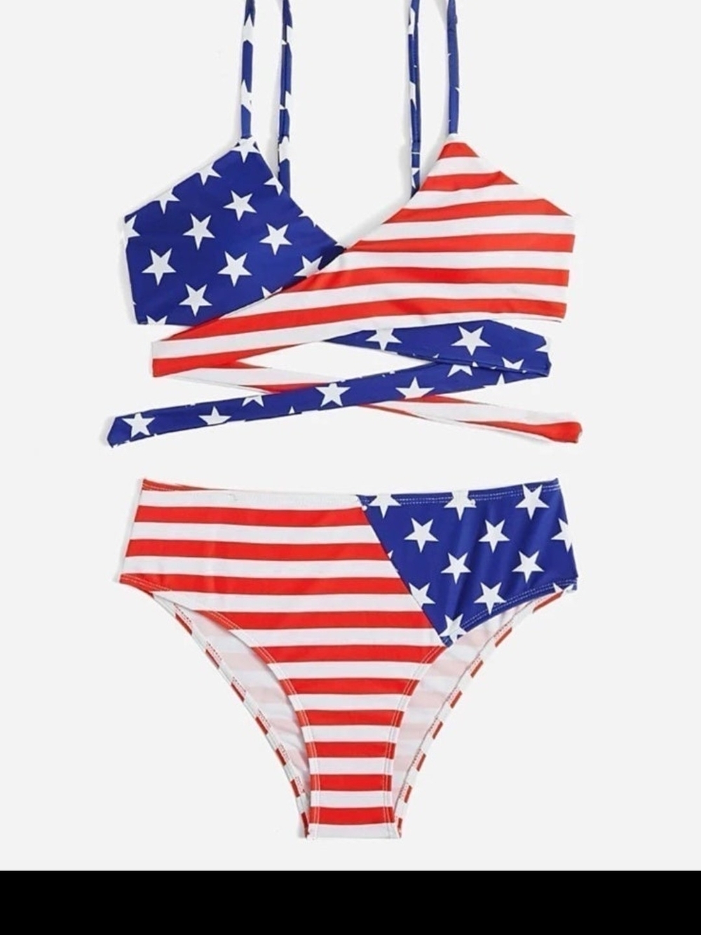 Source Unknown Stars & Stripes Wrap Bikini - Red & Blue